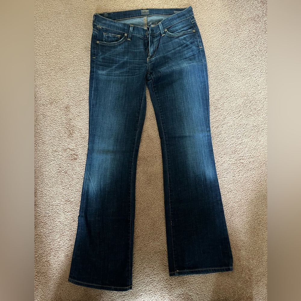 Citizens of humanity, petite boot, cut leg size 27 dark blue jeans